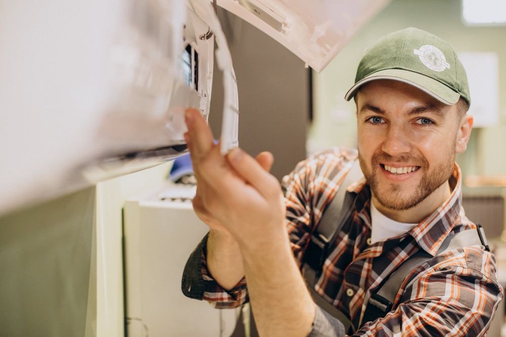 repairman doing air conditioner service 5